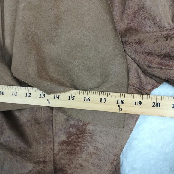 A.N.A Womens Blazer Jacket Moto Faux Leather Brown Mottled Zip Asymmetrical‎ XL - Picture 5 of 12